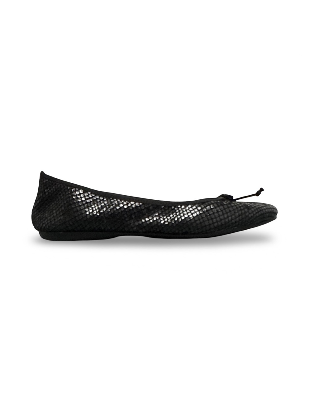 Italian Shoemaker Contesa Black Snake-Texture Leather Ballet Flat Women’s 7